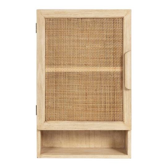Kate and Laurel Ori Rattan Wall Cabinet with Cubby
